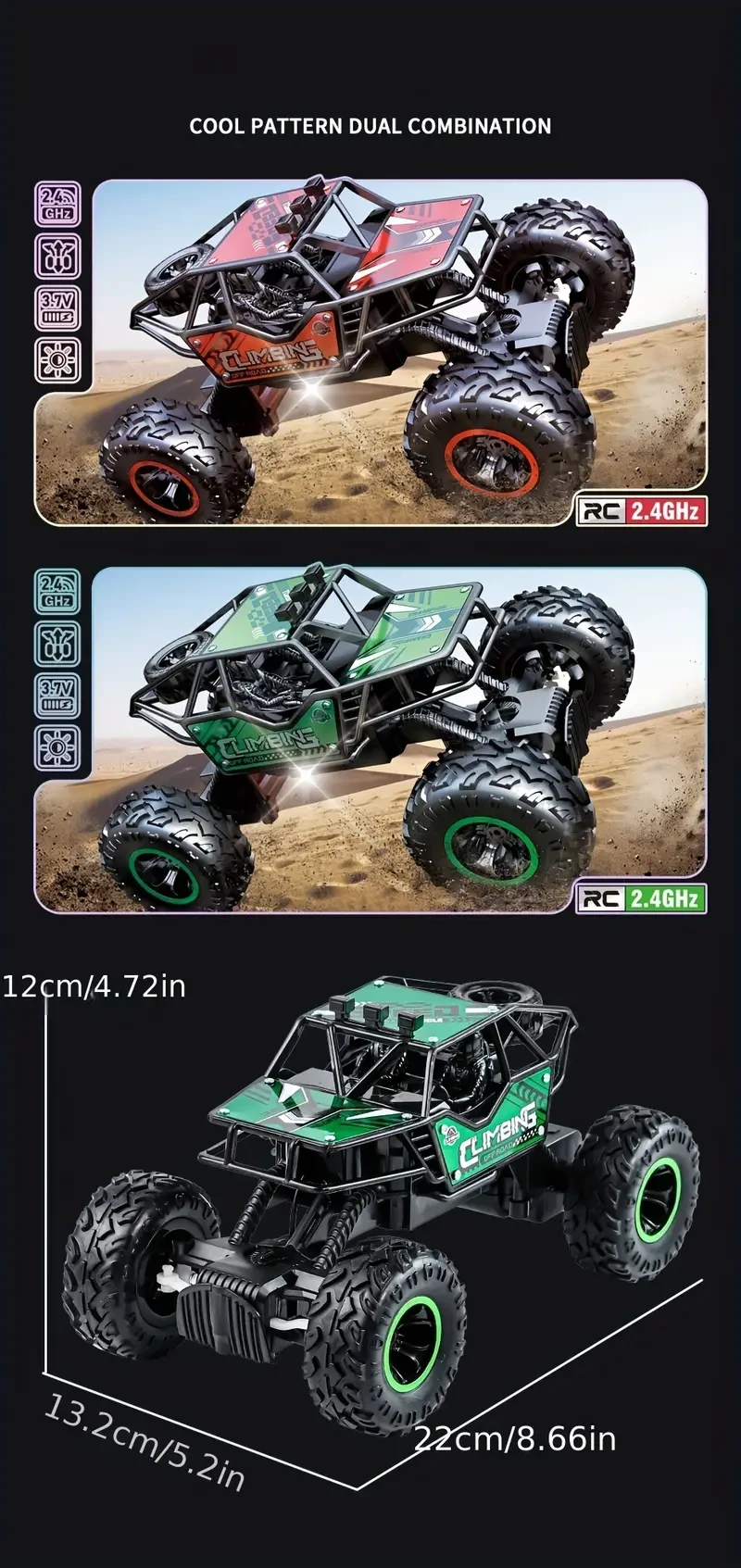 Alloy Remote Control Car Off-road Climbing Charging With Lights Rubber Tire Gift Boxed Toy Car