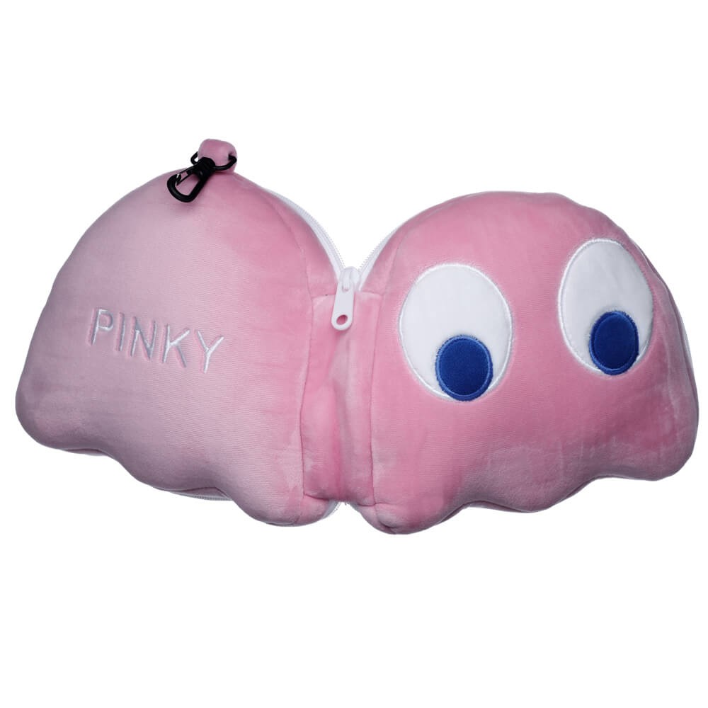 Relaxeazzz Pac-Man Pink Ghost Travel Pillow & Eye Mask Set