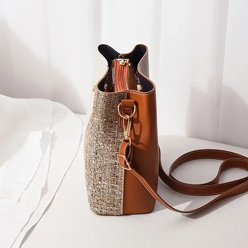 1Pc Small Color Block Bucket Bag