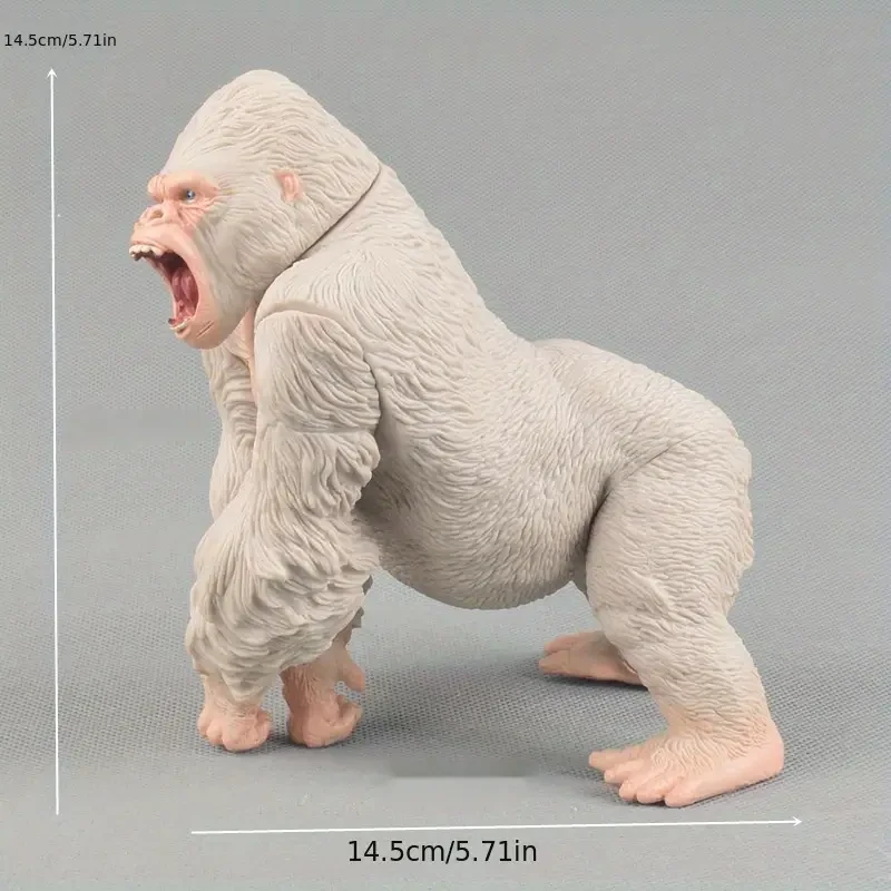 Animated Animal Action Figures: White And Black Gorillas in Battle with Axe - ABS Material