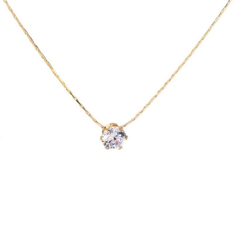 ANENJERY 316L Stainless Steel Zircon Thin Clavicle Chain Necklace