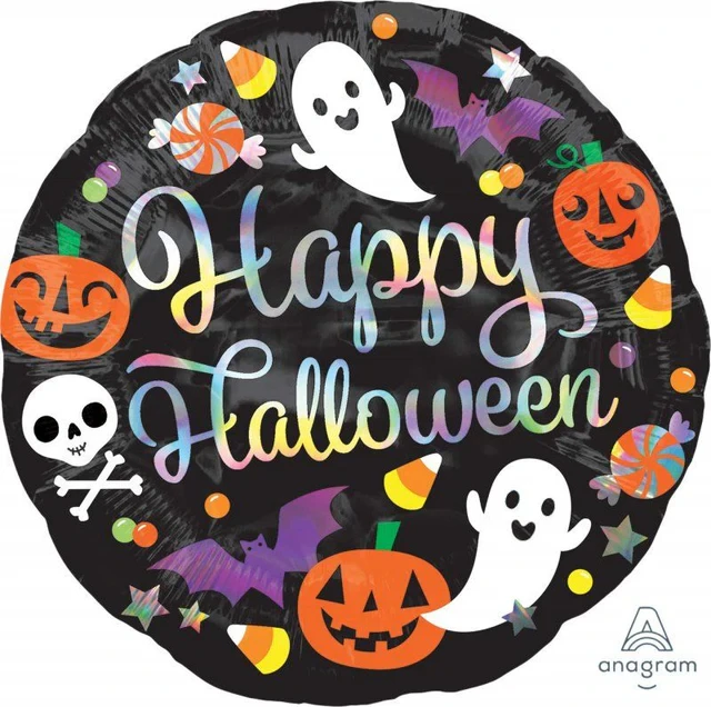 Foil Balloon - 45cm Standard Happy Halloween Holographic Iridescent