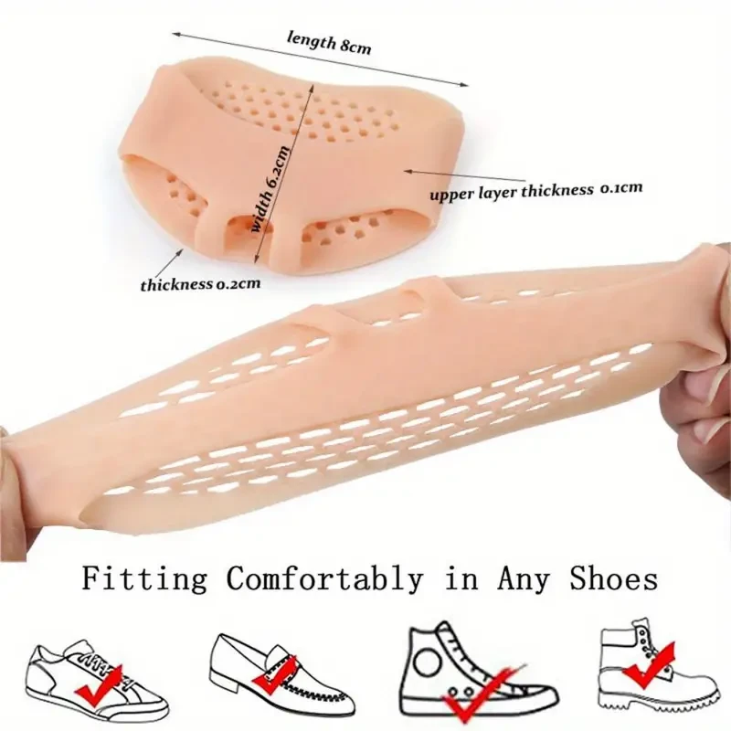 2-Piece Silicone Metatarsal Pads - Toe Separation & Forefoot Support Insoles