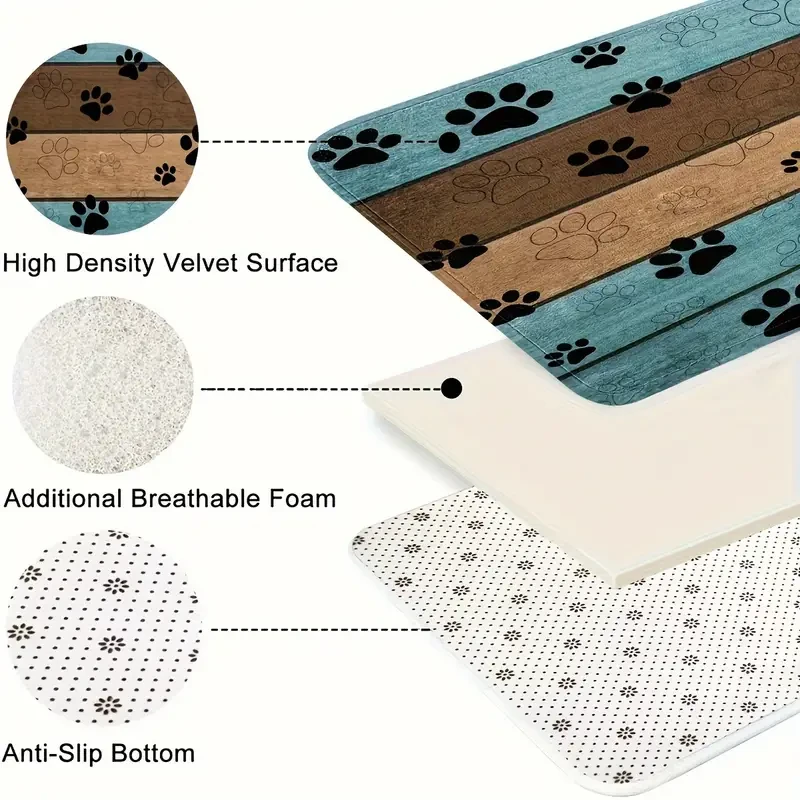 Ultra-Absorbent Dog Paw Prints Doormat