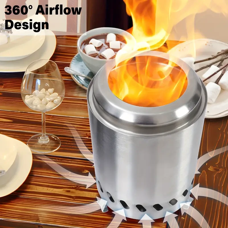 Mini Tabletop Fire Pit for Smores - Stainless Steel, Portable with Carry Bag