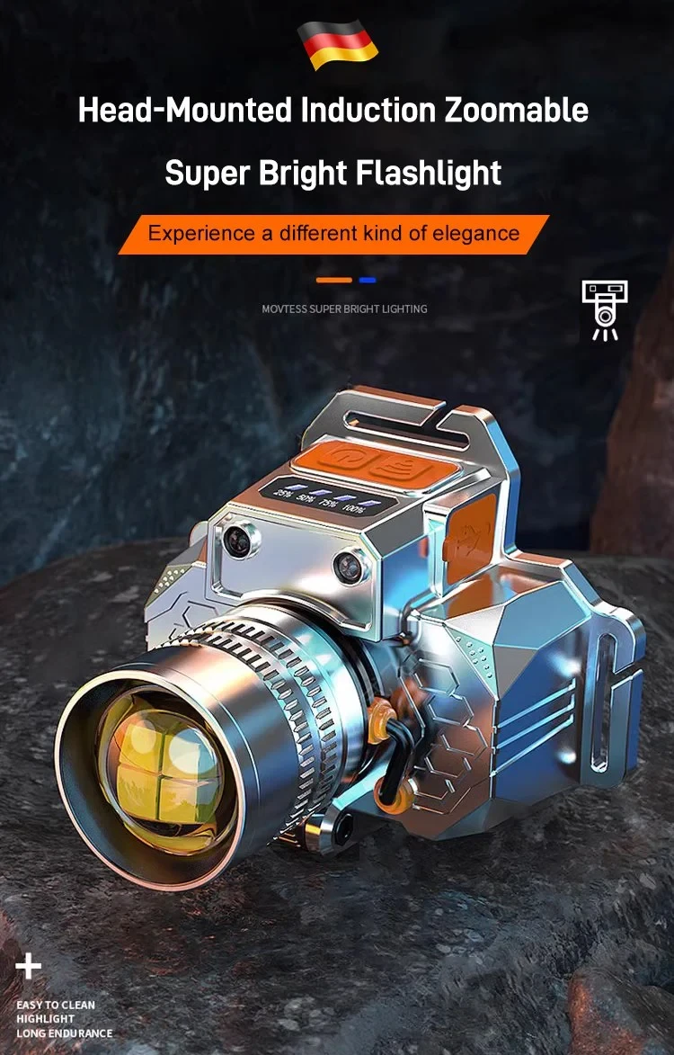 Head-Mounted Induction Zoomable Super Bright Flashlight