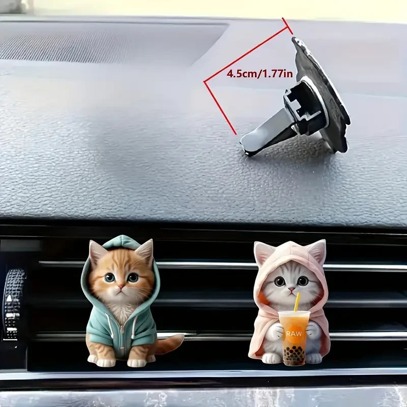 2pcs Cute Cat Acrylic Car Air Freshener Set