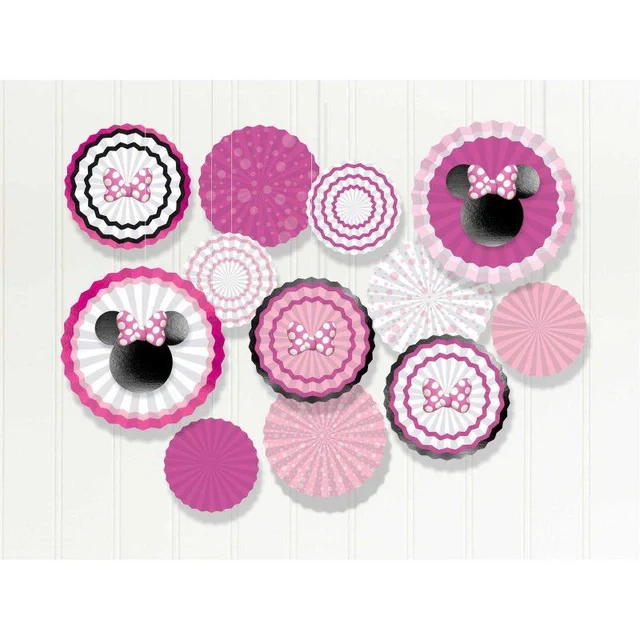 Minnie Mouse Forever Paper Fans Decorating Kit - Pack of 17