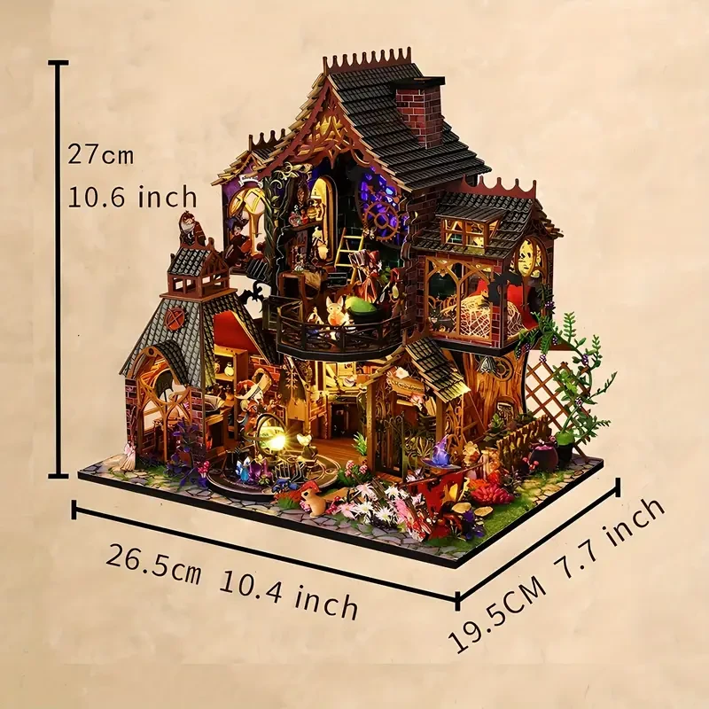 DIY Magic Cottage Kit - 3D Wooden Puzzle with LED Lights