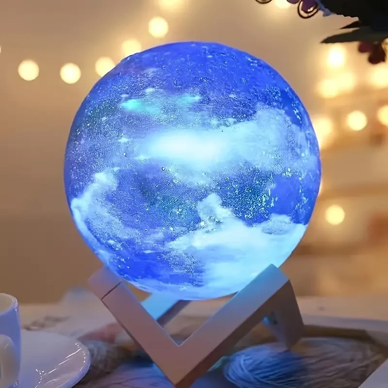 16 Color Remote Control 3D LED Moon Lamp with Stand - USB Plug-in (5.98 Inch)