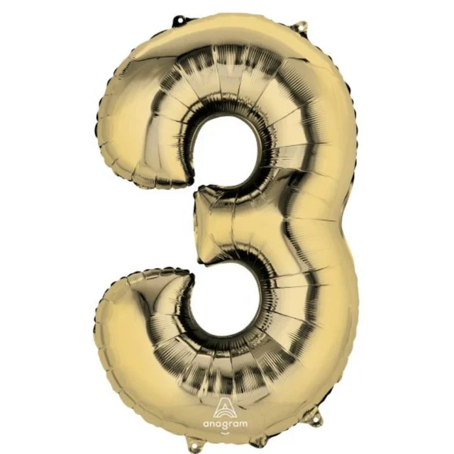 Balloon - SuperShape White Gold Numeral 3.