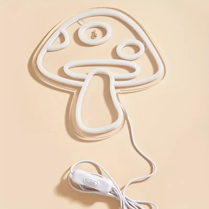 LED Neon Mushroom Cute Neon Sign - USB Powered Night Light for Game Room, Bedroom, Living Room, and Party Decor