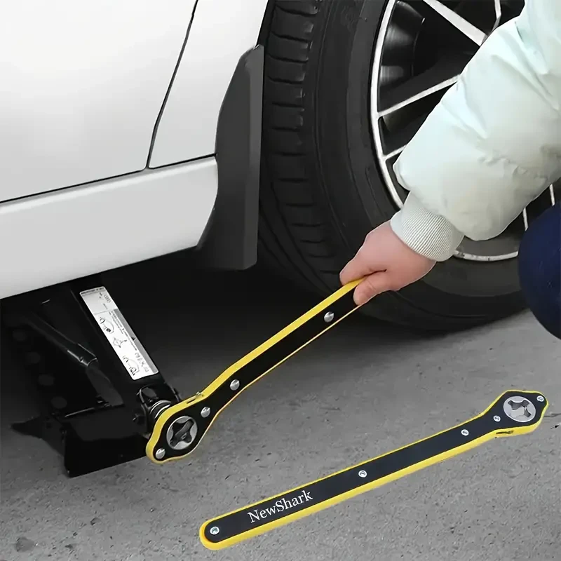Auto Labor Saving Jack Ratchet Wrench For Engineer, Car Long Handle Scissor Jack Lug Wrench, 360 Forward And Reverse Knob Design, Garage Tire Wheel Wrench For Motorcycle Car Suv And Other Vehicles