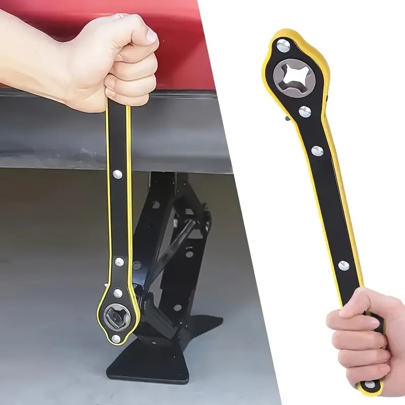 Auto Labor Saving Jack Ratchet Wrench For Engineer, Car Long Handle Scissor Jack Lug Wrench, 360 Forward And Reverse Knob Design, Garage Tire Wheel Wrench For Motorcycle Car Suv And Other Vehicles