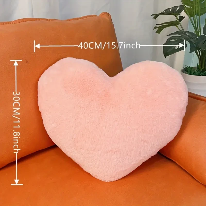 Heart Shaped Cartoon Cute Throw Pillow Cushion Long Plush Cushion Fluffy Soft