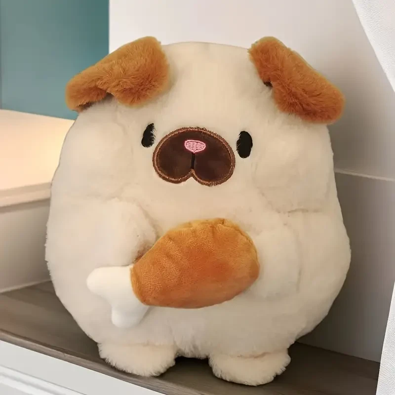 Cute Silly Cute Dog Doll Holding Chicken Leg Dog Plush Toy