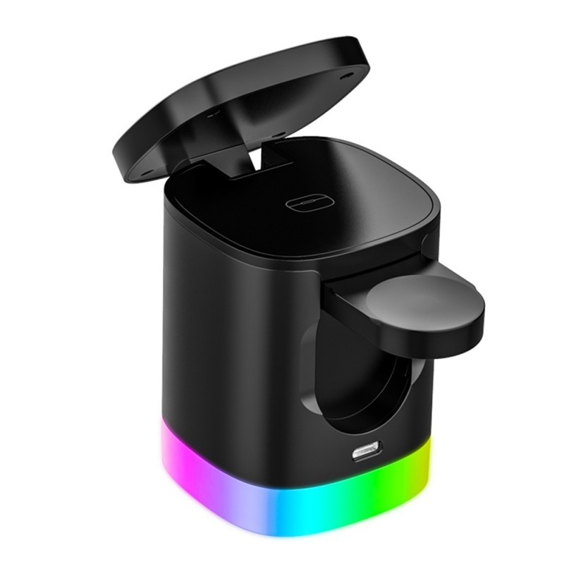 3 In 1 Magnetic Wireless Fast Charger For Smart Phone RGB Ambient Light Charging Station