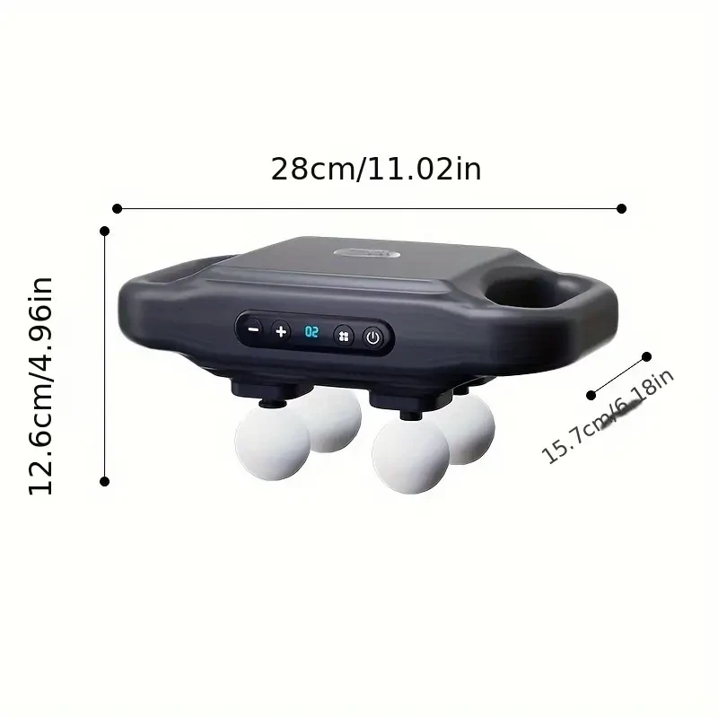 USB Rechargeable 4-Head Massage Gun - Deep Tissue Massager