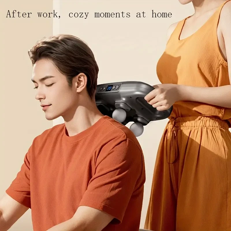 USB Rechargeable 4-Head Massage Gun - Deep Tissue Massager