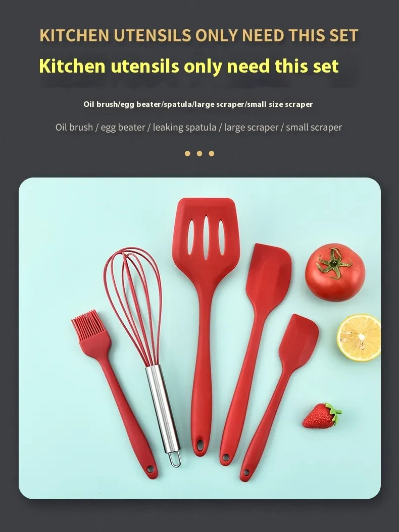 Silicone Baking Tool Five-piece High Temperature Resistant Silicone Scraper Brush