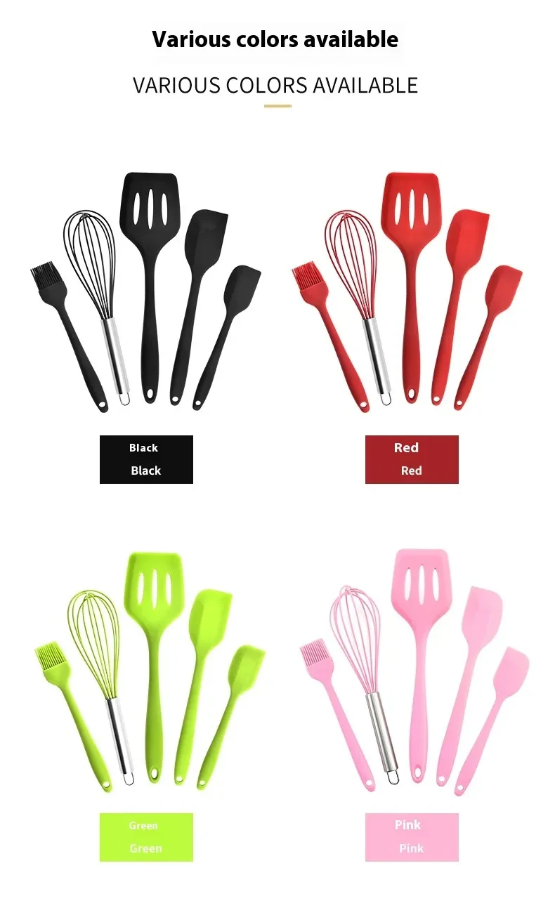 Silicone Baking Tool Five-piece High Temperature Resistant Silicone Scraper Brush