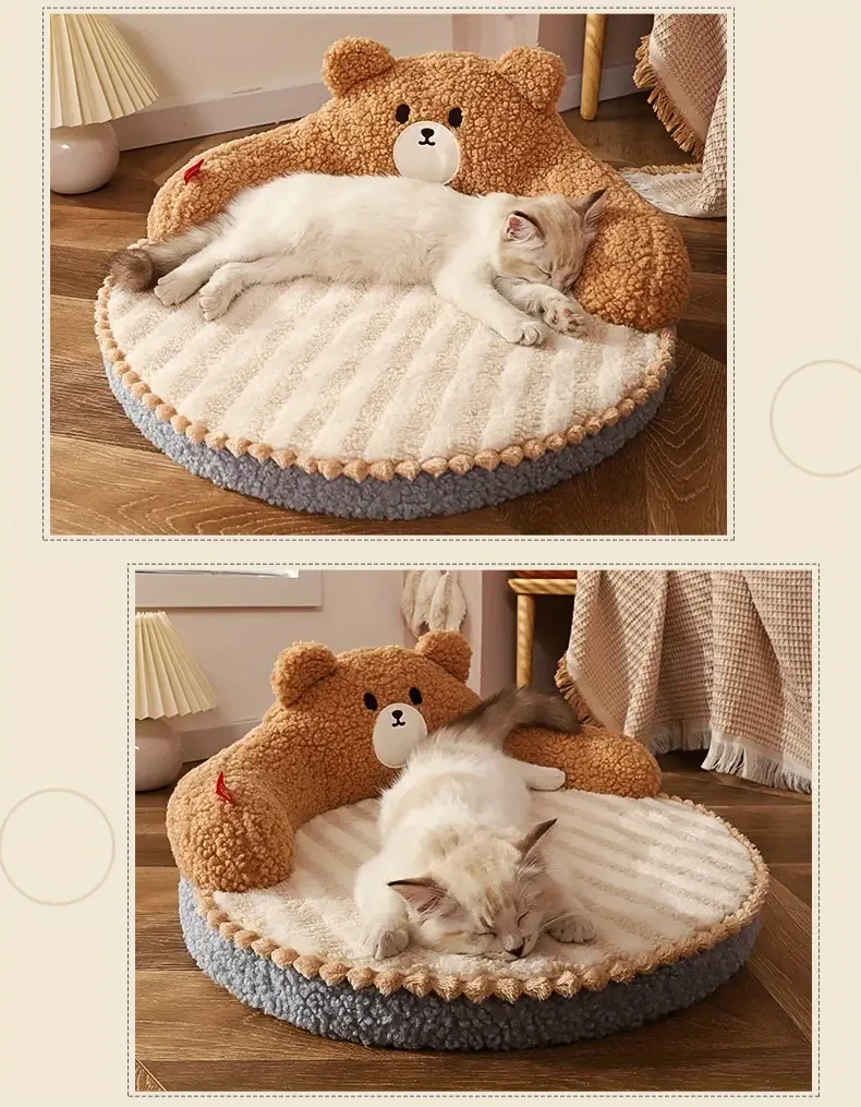 Soft And Durable Round Bed For Small Dogs And Cats - Removable Pet Mat And Mattress For Indoor And Outdoor Use