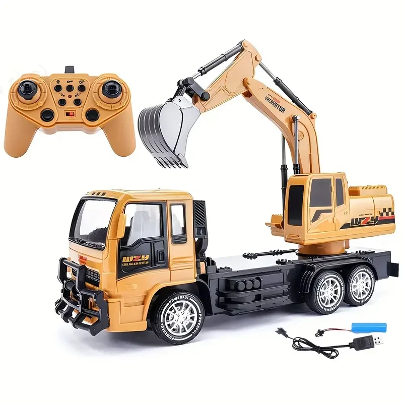 10 Channel Remote Control Digging Engineering Vehicle - Realistic RC Construction Excavator
