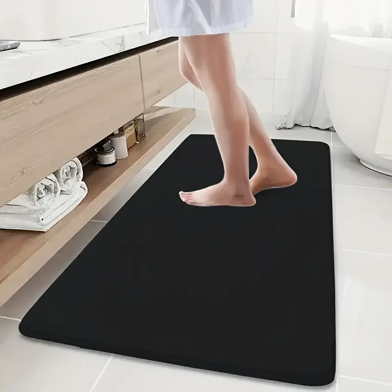 1pc Luxurious Ultra Absorbent Bath Mat - 25D High-Density Soft Sponge, Non-Slip, Quick-Drying, Mildew-Resistant Bathroom Rug