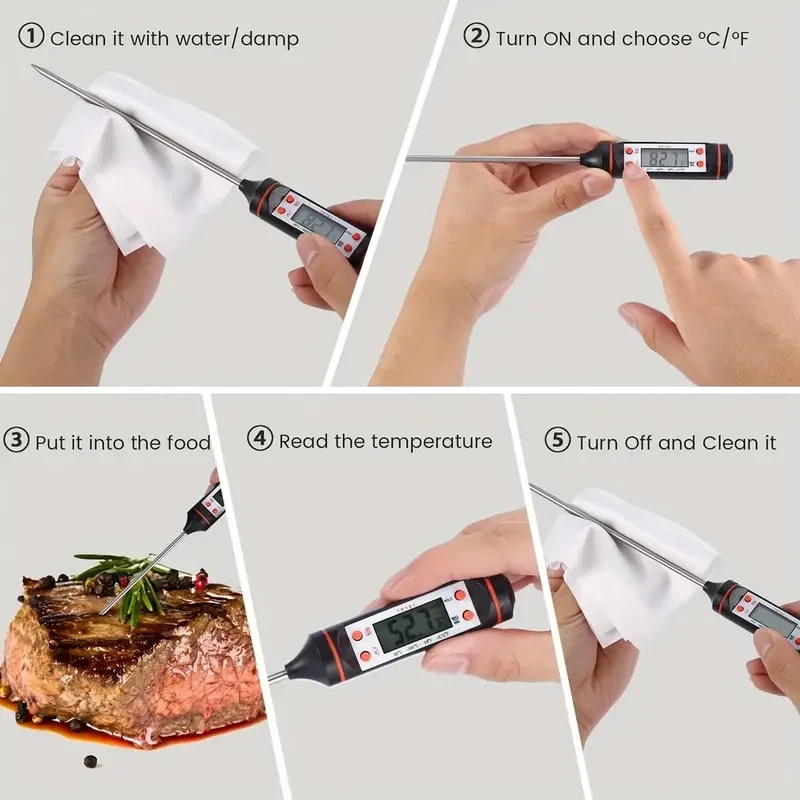 1PC Digital Instant Read Meat Thermometer - Kitchen Food Cooking Thermometer with Backlight LCD