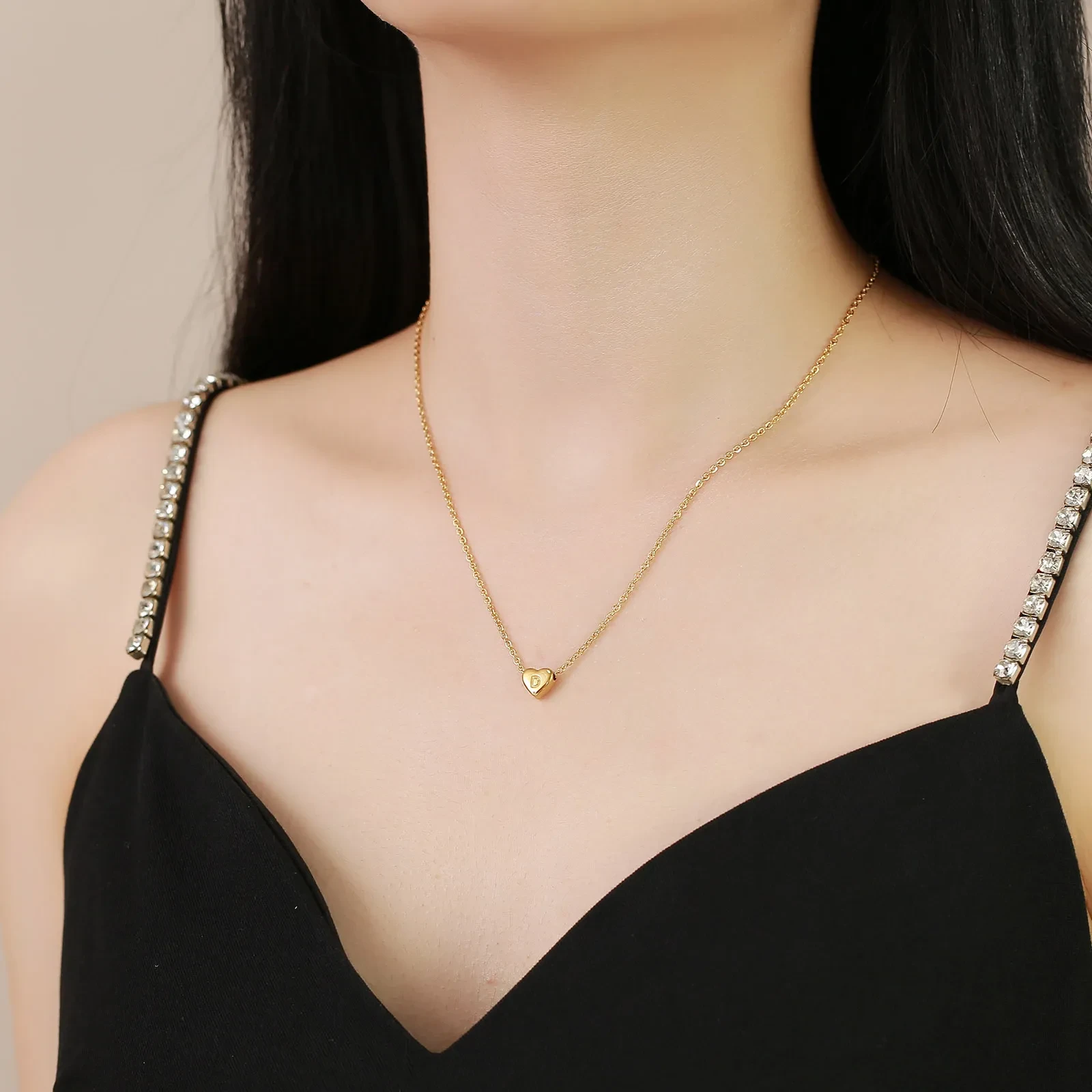 Letter Pendant Love Heart Necklace
