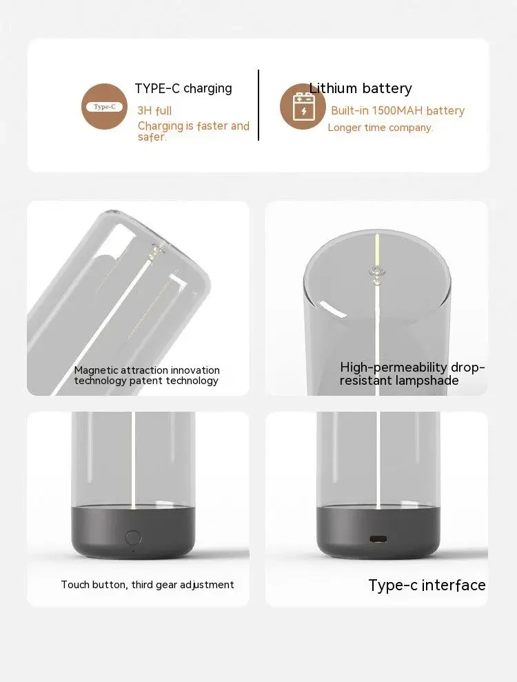 New LED Camping Light Type-c Rechargeable Portable Night Light With High Transparency And Anti Drop Creative Atmosphere Light