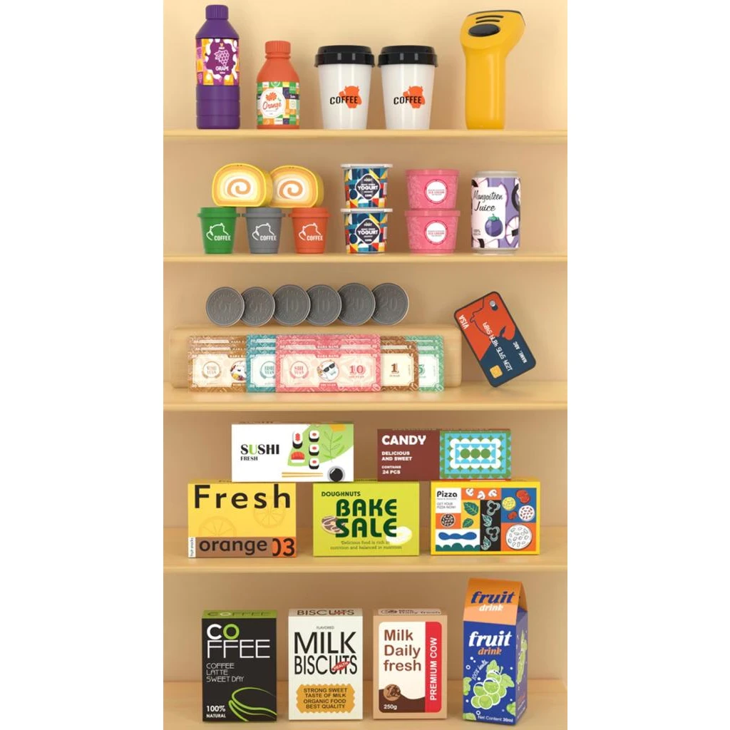 [TMA]Super Supermarket Kids Toys Set Shopping Cashier Scan / Cashier Simulation Toys / Sell Supermarket Shopping / Shopping Games