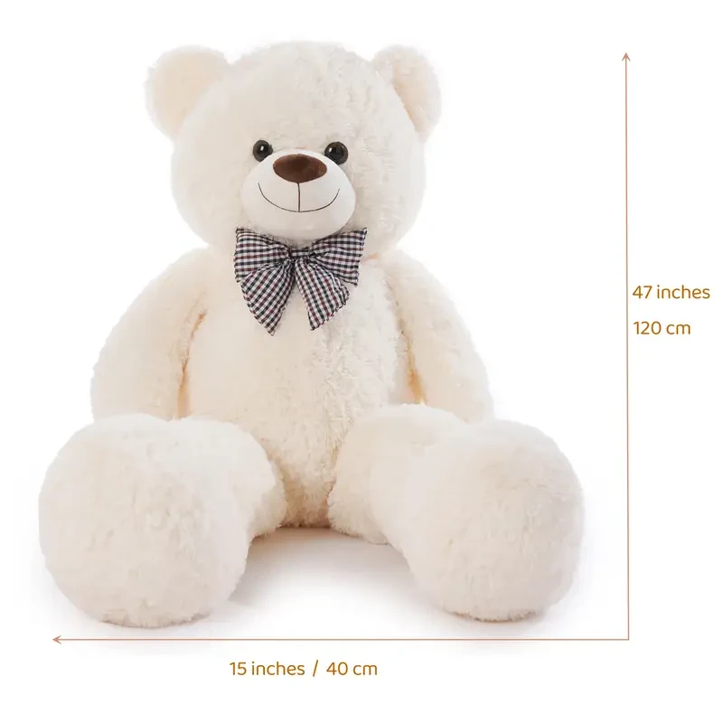 Big Teddy Bear 121.92cm Giant White Soft Stuffed Animals Cute Plush Toy