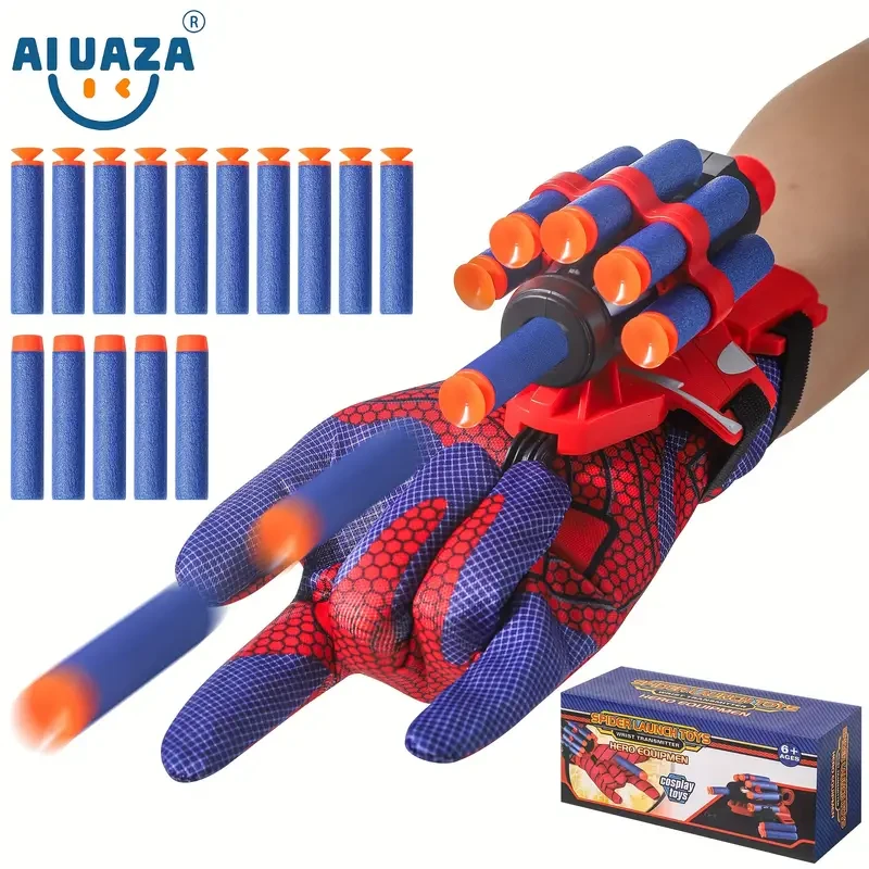 AIUAZA Spider Web Shooter Toy - 15 Darts, Cosplay Launcher Glove