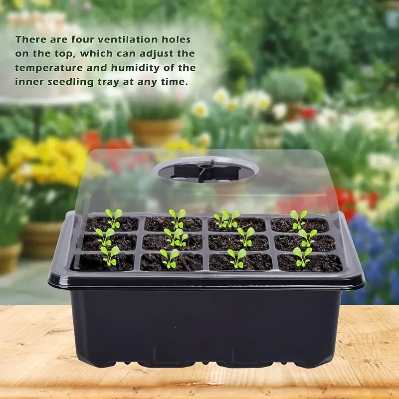 10-Pack Seedling Starter Trays - Humidity Adjustable, 12-Cell Grow Trays
