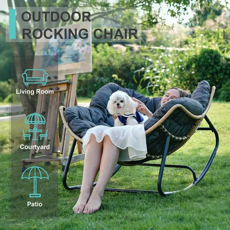 Outdoor Patio Rocking Chair - Royal Papasan with Cushion