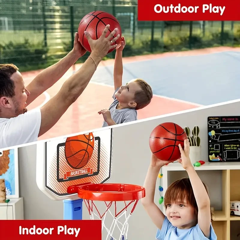 Mquduo Mini Basketball Set - Adjustable Hoop with 4 Balls