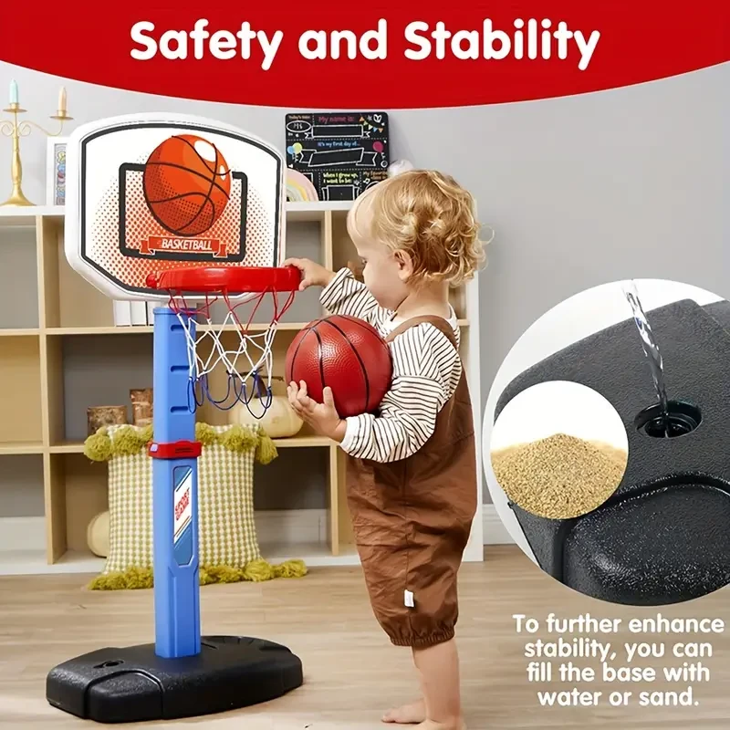 Mquduo Mini Basketball Set - Adjustable Hoop with 4 Balls