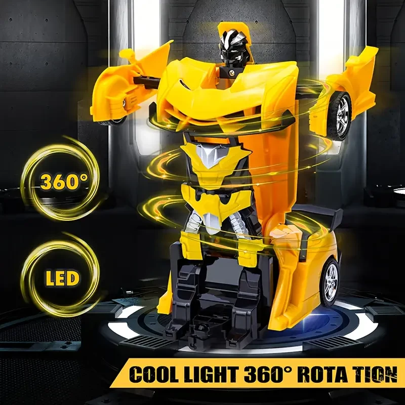 Transforming Remote Control Car: 360 Rota-Tion, Cool LED Lights, Suitable for Ages 3-6