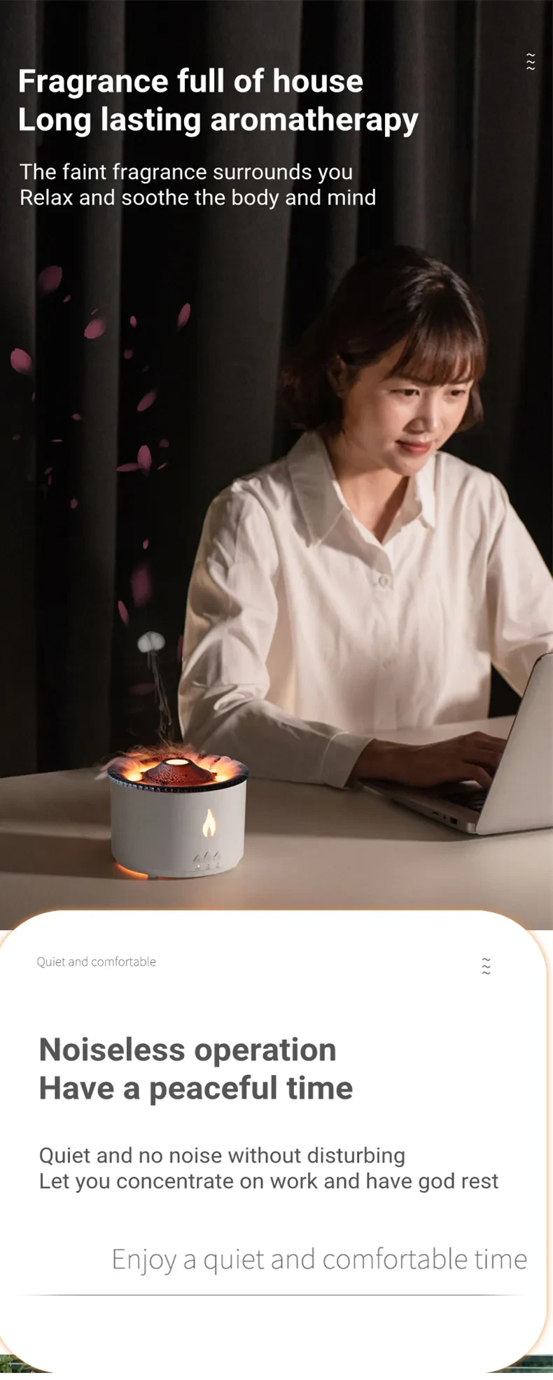 New Creative Ultrasonic Essential Oil Humidifier Volcano Aromatherapy Machine Spray Jellyfish Air Flame Humidifier Diffuser
