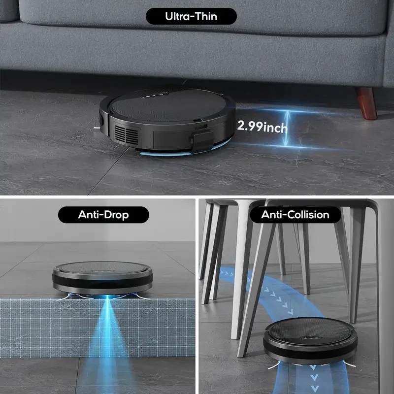 Ultra-Slim Robot Vacuum & Mop Combo - 4000Pa Suction, Wi-Fi Control