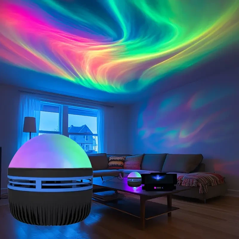 Aurora & Galaxy Star Projector Lamp with Multi-Color Remote and USB