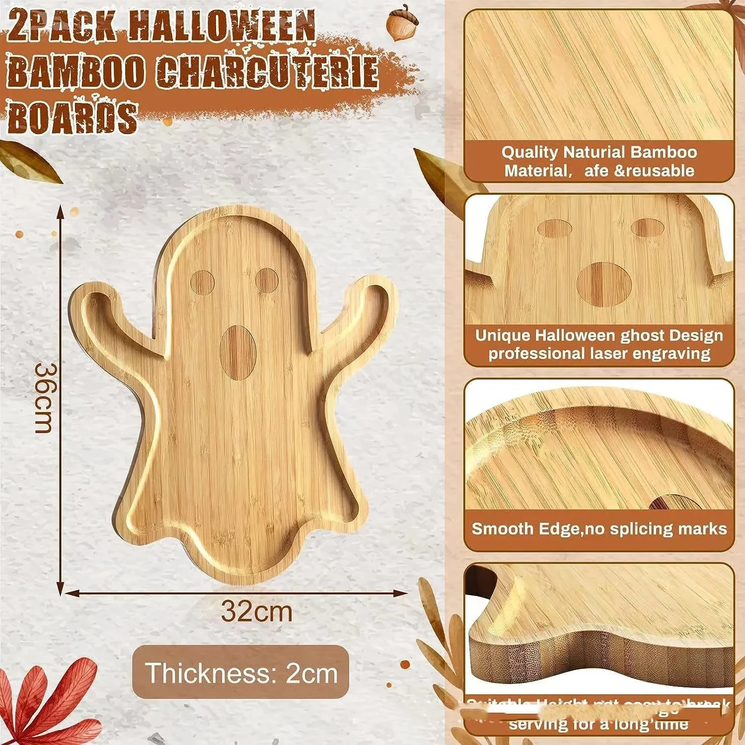 Halloween Ghost Wood Pan Plates