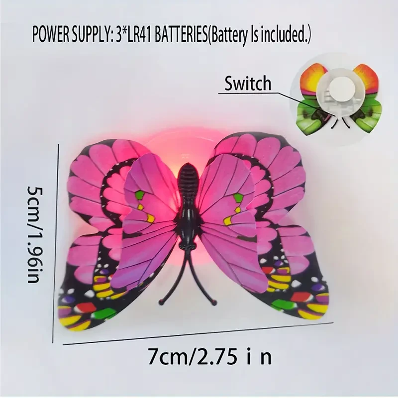 3D Glowing Double-Layered Wing Butterfly Home Decoration with Adhesive Back