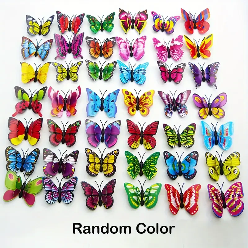 3D Glowing Double-Layered Wing Butterfly Home Decoration with Adhesive Back