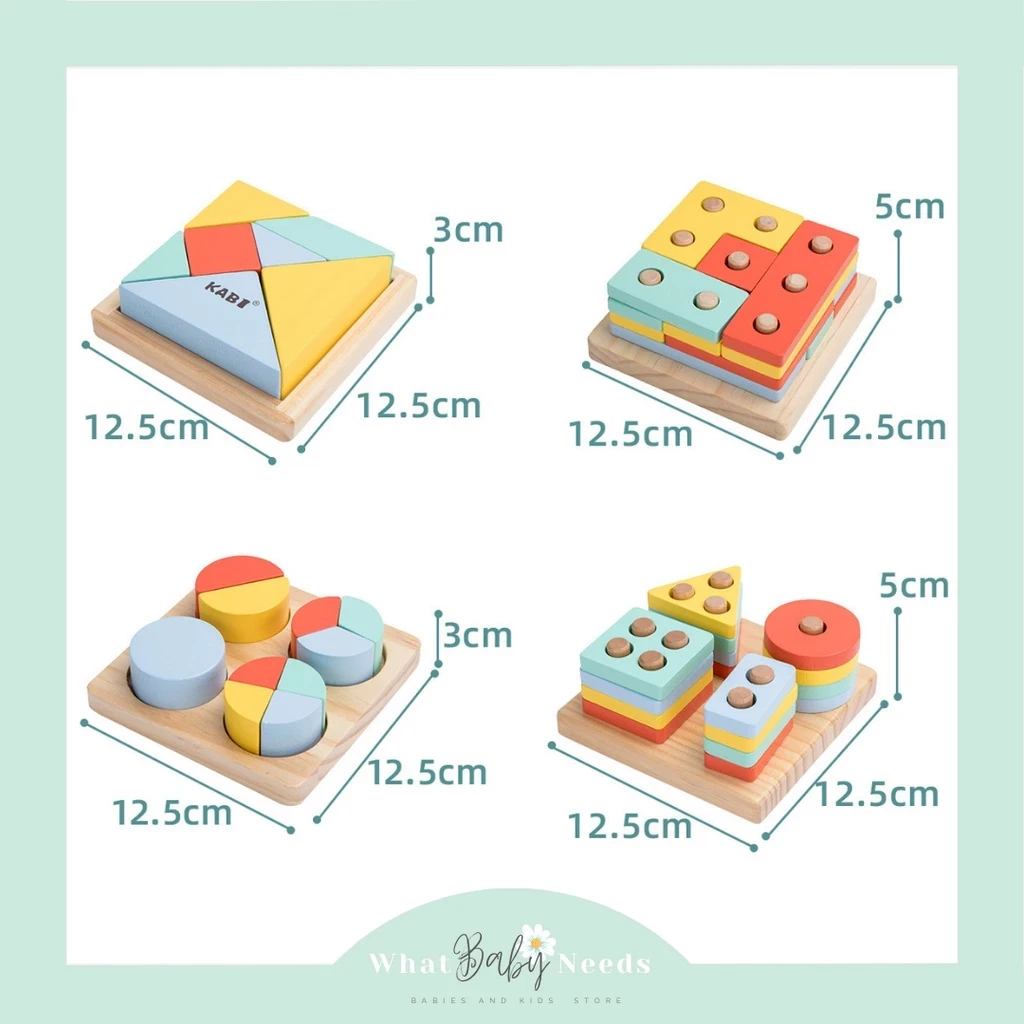Montessori Wooden Toy 4 in 1 / Toys Educational Wooden Scrapenak Shape & Color