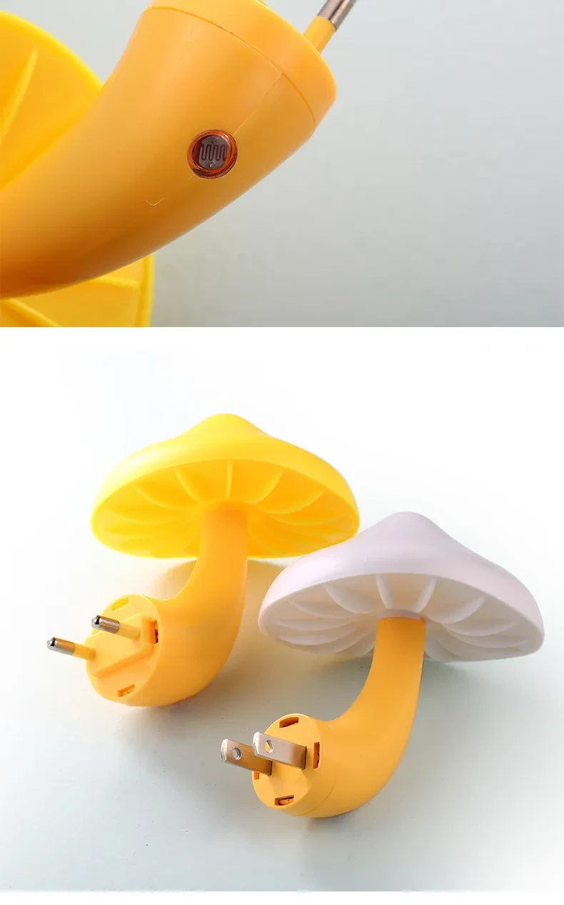 LED Night Light Mushroom Wall Socket Lamp