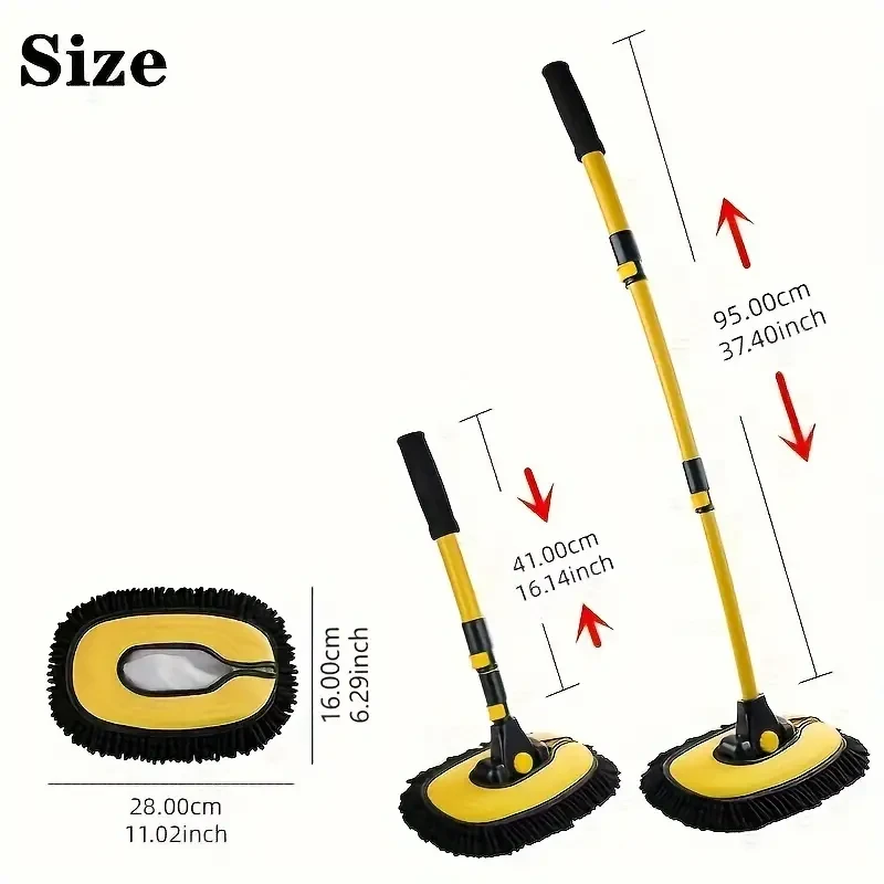 Premium Telescopic Car Wash Mop with Microfiber Chenille Broom