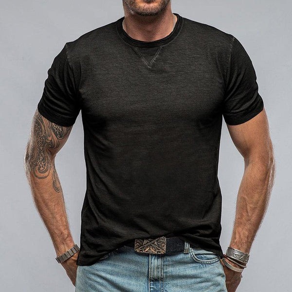 Casual Cotton Solid Color Round Neck Short Sleeve T-Shirt