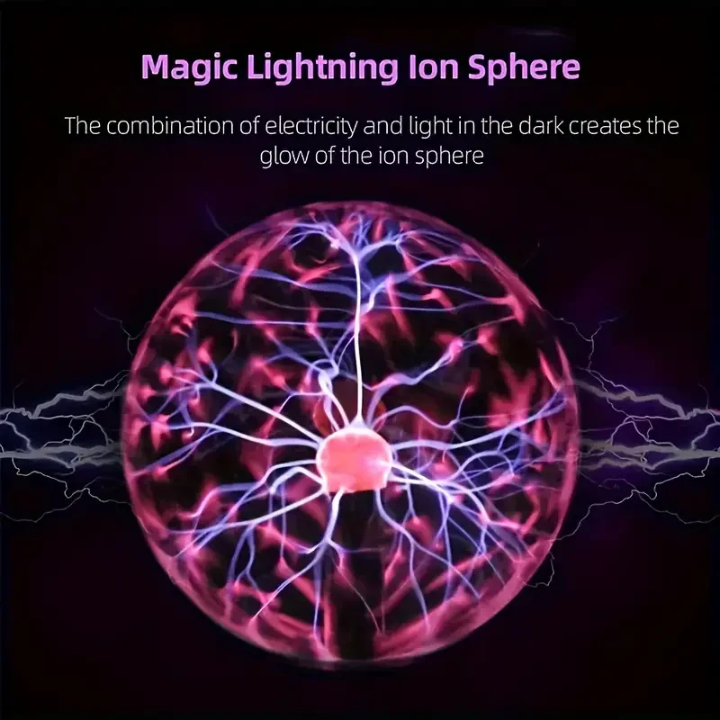 1pc Plasma Ball Light, Touch & Sound Activated Lightning Globe